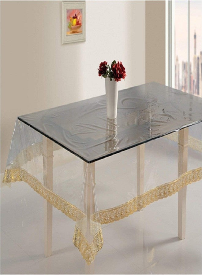 SHAVIN Industries Vinyl PVC Rectangle Table Cloth Protector Oil Spill Proof Wipe Clean Table Cover for Dining Table (6 Seater (60x90) - Golden - Image 2
