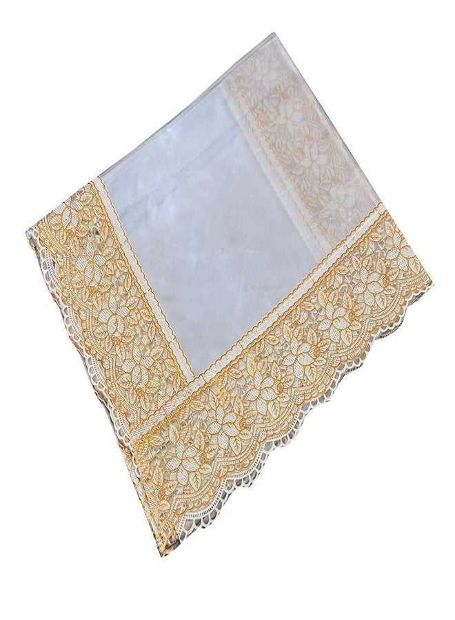 SHAVIN Industries Vinyl PVC Rectangle Table Cloth Protector Oil Spill Proof Wipe Clean Table Cover for Dining Table (6 Seater (60x90) - Golden - Image 3