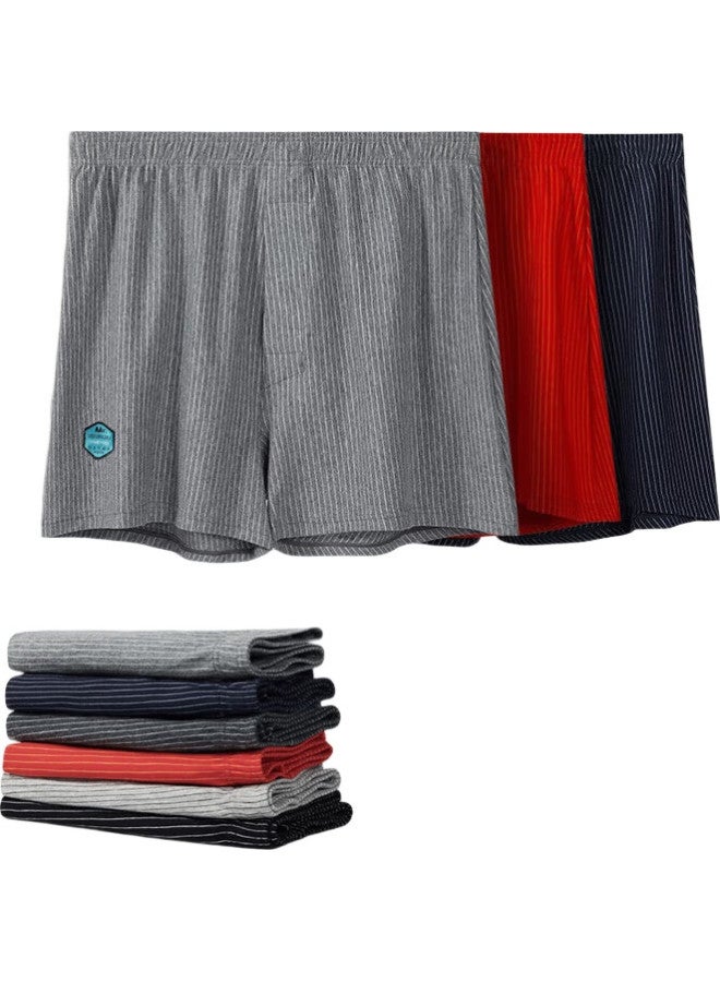 SNOWFLYING 【Arlo Pants】2-Pack Men'S Underwear Men'S Striped Pure Cotton Four-Corner Mid-Waist Shorts Flat-Angle Student Shorts - Image 2
