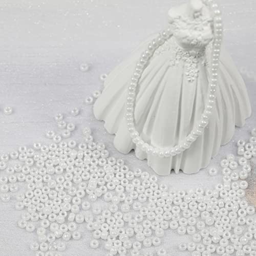 Bala&Fillic White Pearl 3mm Seed Beads About 3600pcs/100Grams in Bag, 8/0 Glass Craft Beads for Making Bracelet and Necklace (White Pearl) - Image 4