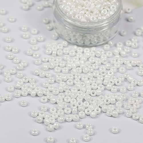 Bala&Fillic White Pearl 3mm Seed Beads About 3600pcs/100Grams in Bag, 8/0 Glass Craft Beads for Making Bracelet and Necklace (White Pearl) - Image 2