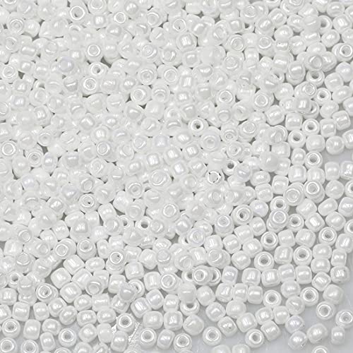 Bala&Fillic White Pearl 3mm Seed Beads About 3600pcs/100Grams in Bag, 8/0 Glass Craft Beads for Making Bracelet and Necklace (White Pearl) - Image 1