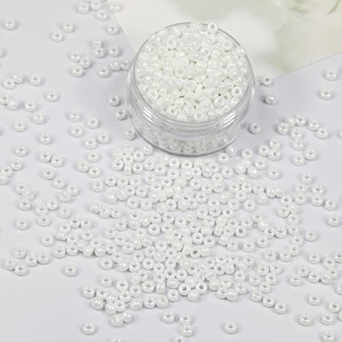 Bala&Fillic White Pearl 3mm Seed Beads About 3600pcs/100Grams in Bag, 8/0 Glass Craft Beads for Making Bracelet and Necklace (White Pearl) - Image 3