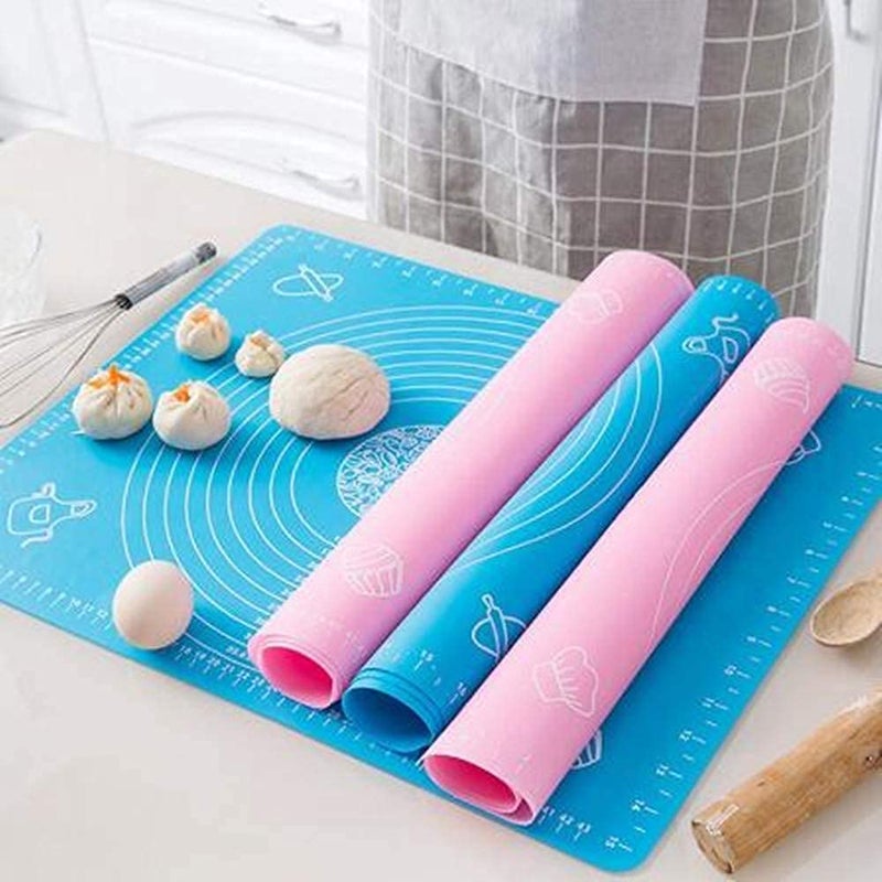 Silicon Roti Mat Baking Mat Sheet Reusable Silicone Chapati Atta Kneading Mat NonStick Pastry Fondant Rolling Mat Stretchable for Kitchen Roti Chapati Cake with Measurements Roti Maker 50 40 cm  - Image 2