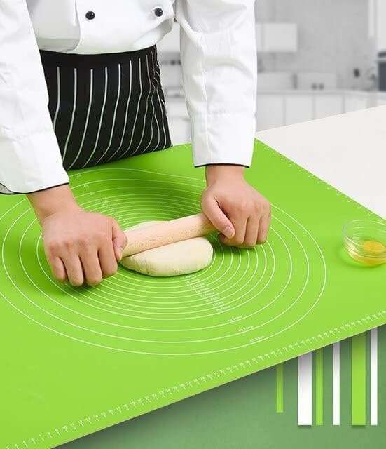 Silicon Roti Mat Baking Mat Sheet Reusable Silicone Chapati Atta Kneading Mat NonStick Pastry Fondant Rolling Mat Stretchable for Kitchen Roti Chapati Cake with Measurements Roti Maker 50 40 cm  - Image 3