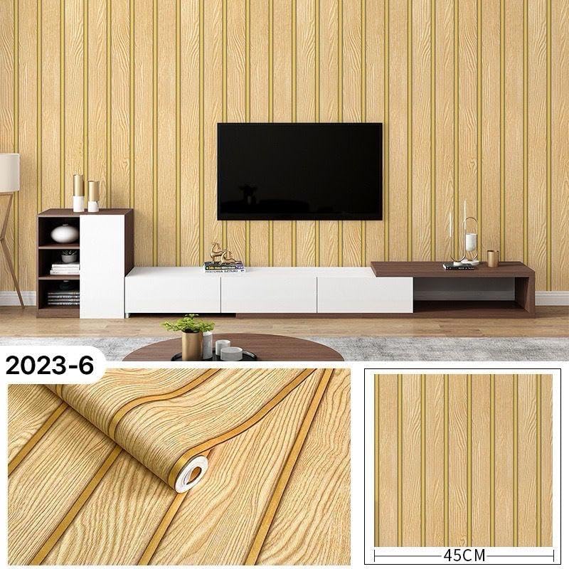 ELTON Wooden Golden Stripe Wallpaper, Self-Adhesive, Waterproof, Gold Accent Wall Decal for Bedroom Bathroom Cabinet Drawer Furniture Farmhouse Indoor Outdoor Use (Maple Wood, 50 Square Feet) - Image 4