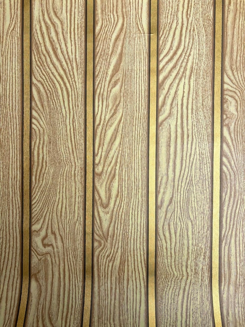ELTON Wooden Golden Stripe Wallpaper, Self-Adhesive, Waterproof, Gold Accent Wall Decal for Bedroom Bathroom Cabinet Drawer Furniture Farmhouse Indoor Outdoor Use (Maple Wood, 50 Square Feet) - Image 5