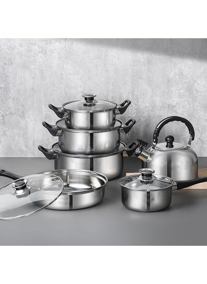 Bukela - 12-Piece Stainless Steel Cookware Set, Cookware and Pan Set, Induction Cookware Pot Set with Removable Handles, Cookware Set for Gas Stove, Dishwasher Safe - Image 1