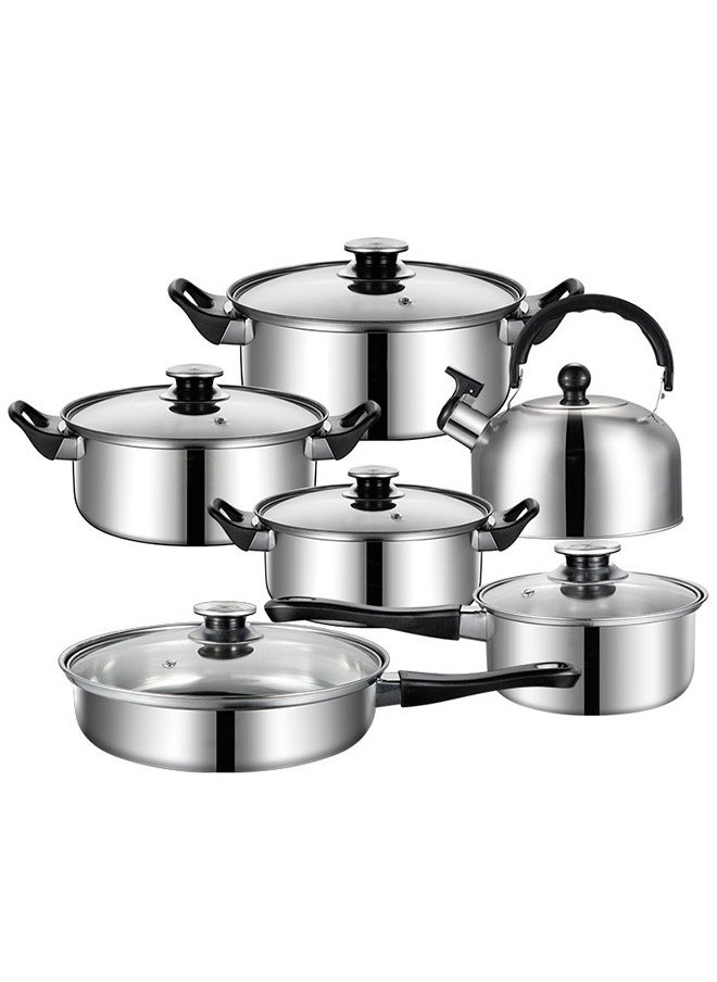 Bukela - 12-Piece Stainless Steel Cookware Set, Cookware and Pan Set, Induction Cookware Pot Set with Removable Handles, Cookware Set for Gas Stove, Dishwasher Safe - Image 1