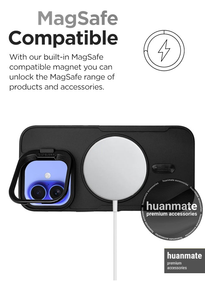 huanmate - Apple iPhone 16 MagSafe Case Black- High Quality Strong Magnet, Wireless Charging Compatible, Shockproof Protection, Ultra Slim Anti-Scratch Magnetic Cover for Apple iPhone 16 - Image 1