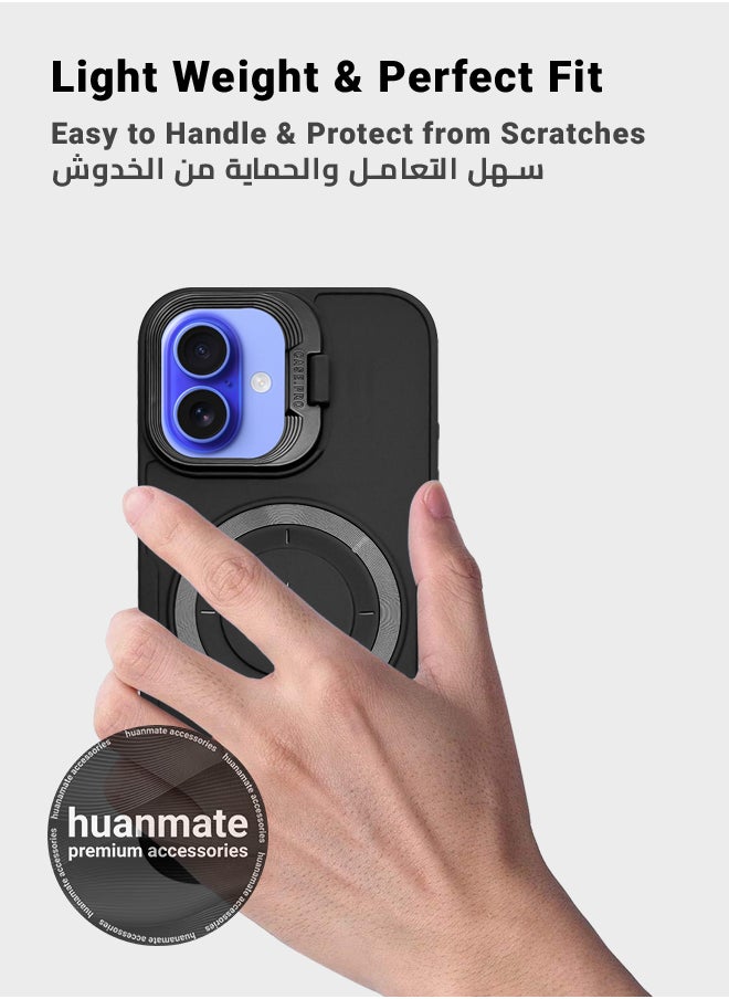 huanmate - Apple iPhone 16 MagSafe Case Black- High Quality Strong Magnet, Wireless Charging Compatible, Shockproof Protection, Ultra Slim Anti-Scratch Magnetic Cover for Apple iPhone 16 - Image 1