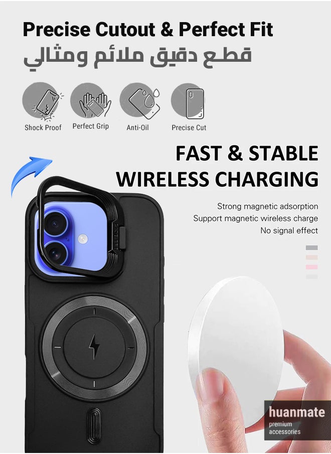 huanmate - Apple iPhone 16 MagSafe Case Black- High Quality Strong Magnet, Wireless Charging Compatible, Shockproof Protection, Ultra Slim Anti-Scratch Magnetic Cover for Apple iPhone 16 - Image 1