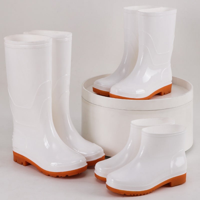White Food Grade Rain Boots High Barrel Rain Boots Waterproof Rubber Shoes Dustproof Work Shoes Non-Slip Wear-Resistant Water Shoes - Image 5