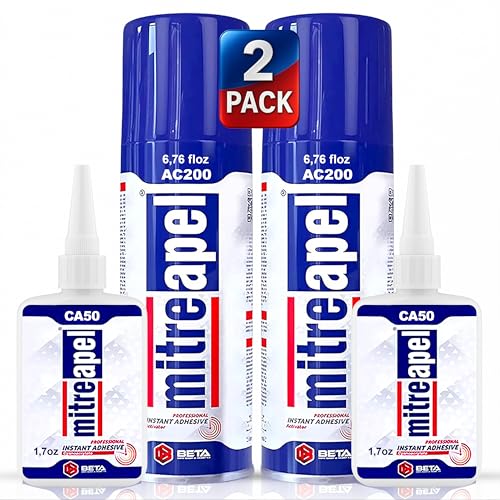MITREAPEL CA Glue with Activator (2 x1.7oz-2 x 6.7floz)Instant Bond Professional Cyanoacrylate Adhesive and Super Glue Accelerator for Woodworking ,Ceramic,3D Printing,Glass, DIY&Craft, Plastic,Repair - Image 1