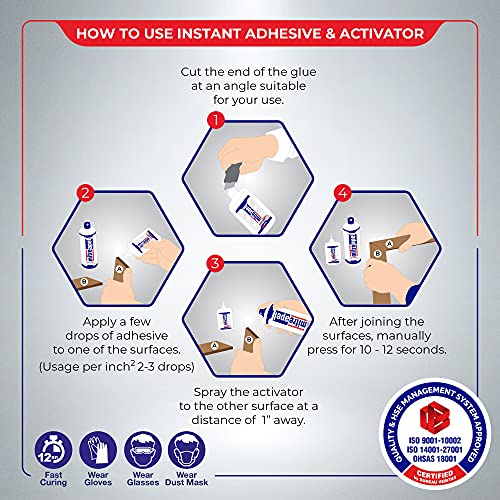MITREAPEL CA Glue with Activator (2 x1.7oz-2 x 6.7floz)Instant Bond Professional Cyanoacrylate Adhesive and Super Glue Accelerator for Woodworking ,Ceramic,3D Printing,Glass, DIY&Craft, Plastic,Repair - Image 2