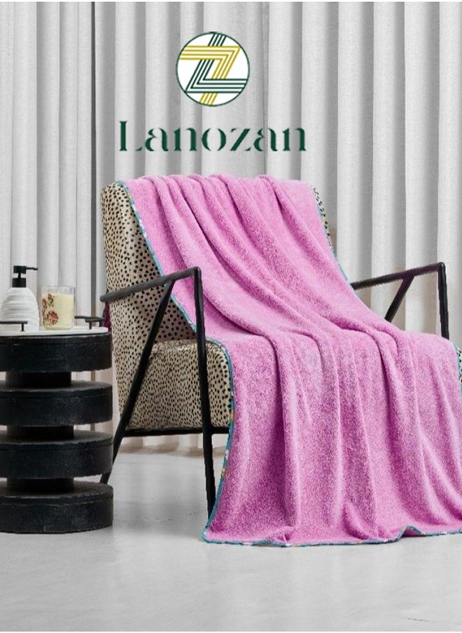 lanozan Large Bath Towel Size 180*90*3cm Purple  - Image 1