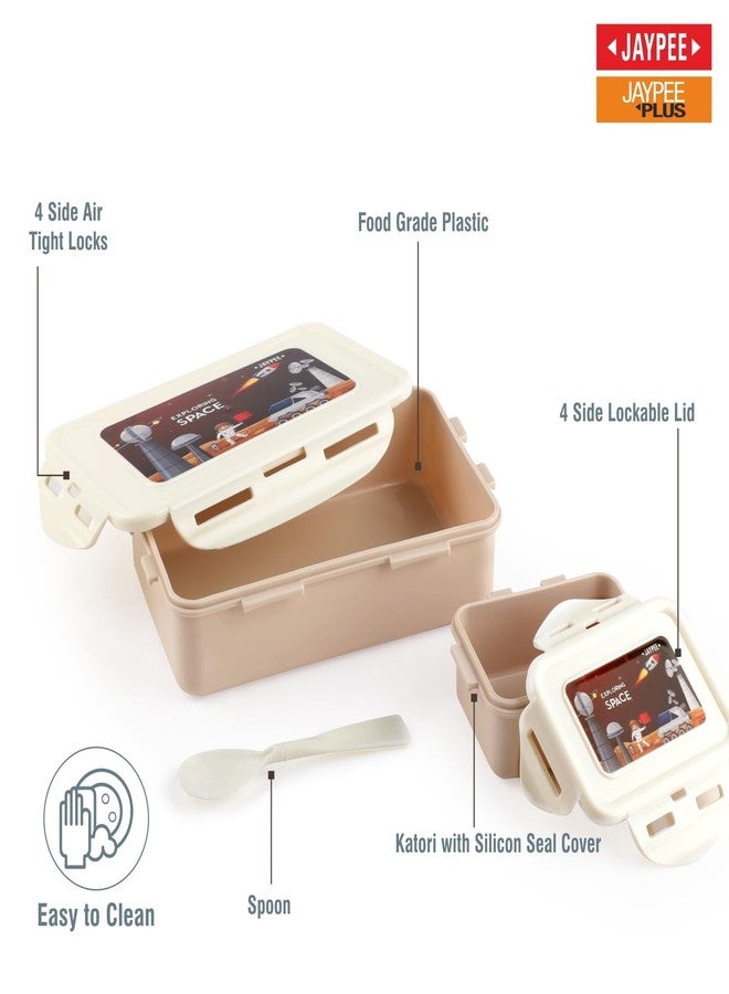 JAYPEE Nuter Buter Sr. Plastic Printed Leakproof Lunch Box for School Kids | Lockable Tiffin Box for Kids |Airtight Silicon Seal|BPA Free |1100 ml, Coffee - Image 5