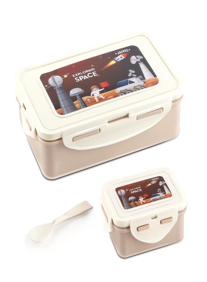 JAYPEE Nuter Buter Sr. Plastic Printed Leakproof Lunch Box for School Kids | Lockable Tiffin Box for Kids |Airtight Silicon Seal|BPA Free |1100 ml, Coffee - Image 1