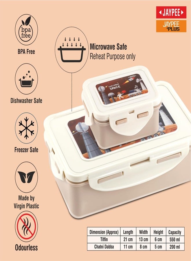 JAYPEE Nuter Buter Sr. Plastic Printed Leakproof Lunch Box for School Kids | Lockable Tiffin Box for Kids |Airtight Silicon Seal|BPA Free |1100 ml, Coffee - Image 3