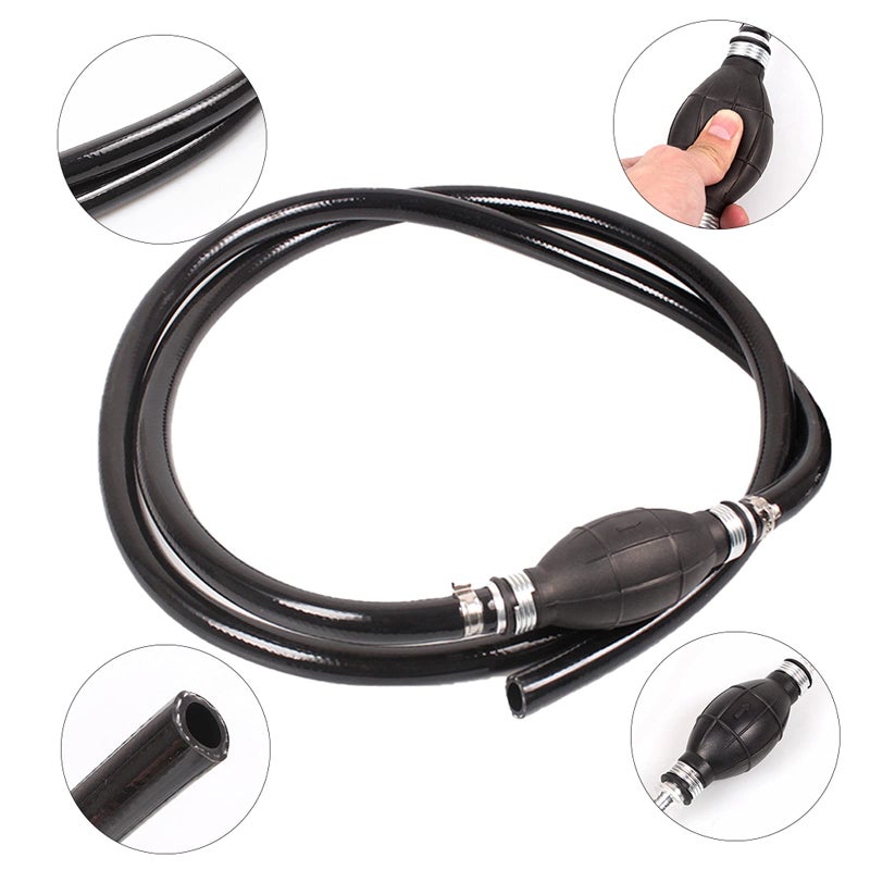 BARTOO Fuel Line Assembly,3/8in Nylon Braided Marine Fuel Hose Line Assembly with Primer Bulb for Marine Outboard Boat Motor RVs Tractors and Caravans,6FT - Image 3