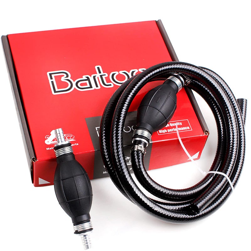 BARTOO Fuel Line Assembly,3/8in Nylon Braided Marine Fuel Hose Line Assembly with Primer Bulb for Marine Outboard Boat Motor RVs Tractors and Caravans,6FT - Image 1