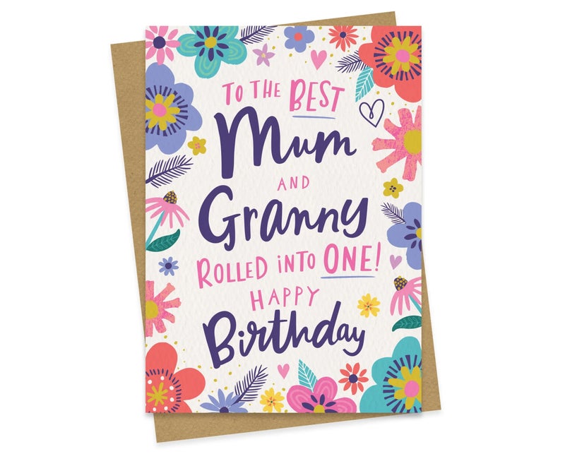 DottyBlack Mum & Granny Birthday Card | Happy Birthday Greeting Card with Envelope | Blank Inside Birthday Card for Mum, Granny, Grandmother, Family Wishes & Personal Messages - Image 4