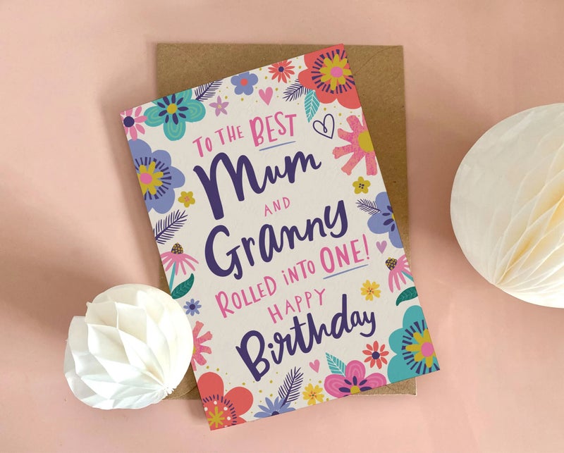 DottyBlack Mum & Granny Birthday Card | Happy Birthday Greeting Card with Envelope | Blank Inside Birthday Card for Mum, Granny, Grandmother, Family Wishes & Personal Messages - Image 3