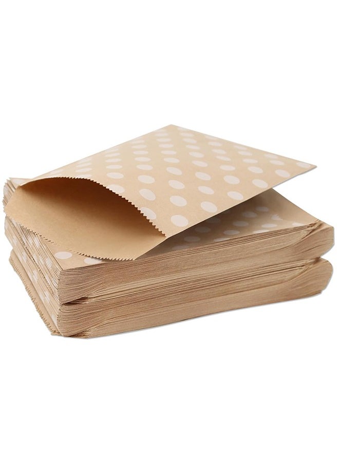 Generic - 50Pcs Kraft Paper Cookie Bags with White Round Pattern, (5 x 7 Inch) Paper Bags Greaseproof Envelopes Brown Paper Snack Bags Cookie Bags Popcorn Bags - Image 1