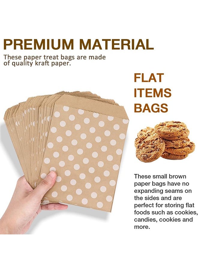 Generic - 50Pcs Kraft Paper Cookie Bags with White Round Pattern, (5 x 7 Inch) Paper Bags Greaseproof Envelopes Brown Paper Snack Bags Cookie Bags Popcorn Bags - Image 1