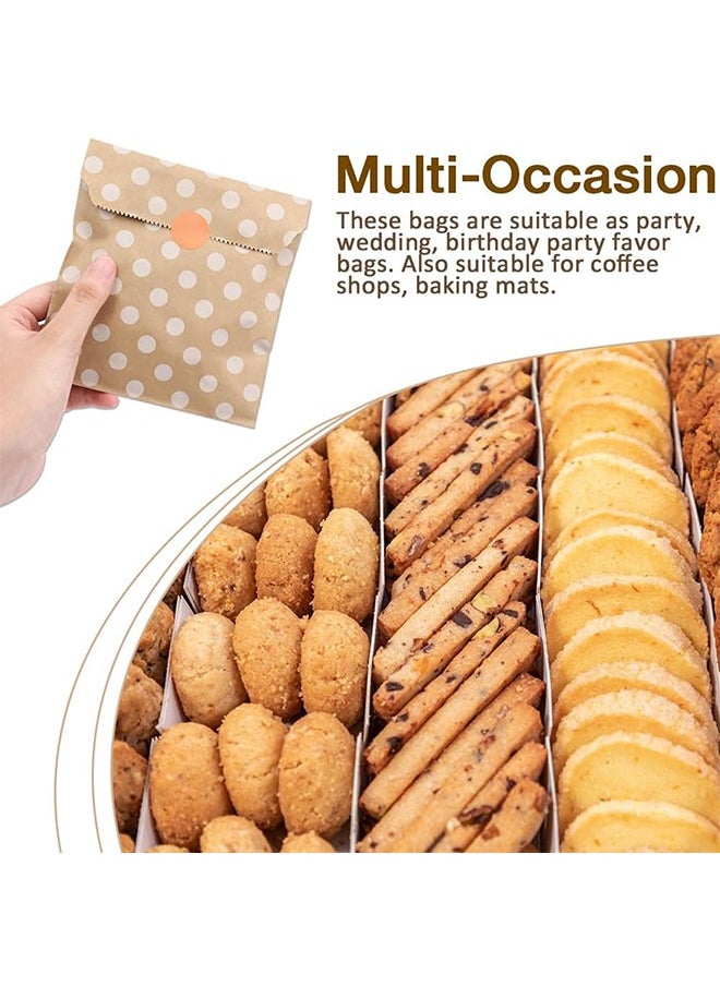 Generic - 50Pcs Kraft Paper Cookie Bags with White Round Pattern, (5 x 7 Inch) Paper Bags Greaseproof Envelopes Brown Paper Snack Bags Cookie Bags Popcorn Bags - Image 1