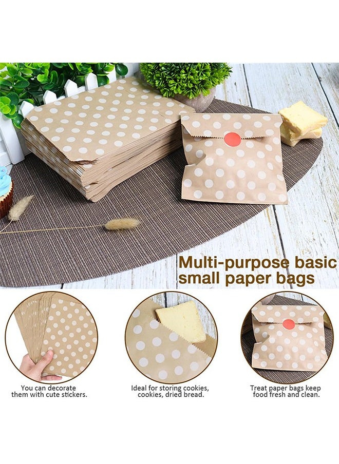 Generic - 50Pcs Kraft Paper Cookie Bags with White Round Pattern, (5 x 7 Inch) Paper Bags Greaseproof Envelopes Brown Paper Snack Bags Cookie Bags Popcorn Bags - Image 1
