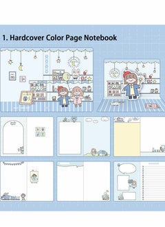 KASTWAVE Cartoon Memo Set, Washi Sticker, Ruler, Bookmark, 21 Days Habit, Notes Writing Pads Scrapbook with 7 Rolls Masking Tapes for Planning, 100 Day Countdown (Blue)  - Image 4