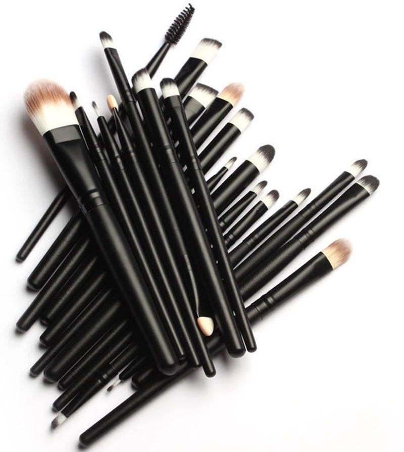 NESA 20 Pieces Makeup Brush Set Professional Face Eye Shadow Eyeliner Foundation Blush Lip Makeup Brushes Powder Liquid Cream Cosmetics Blending Brush Tool Black - Image 1