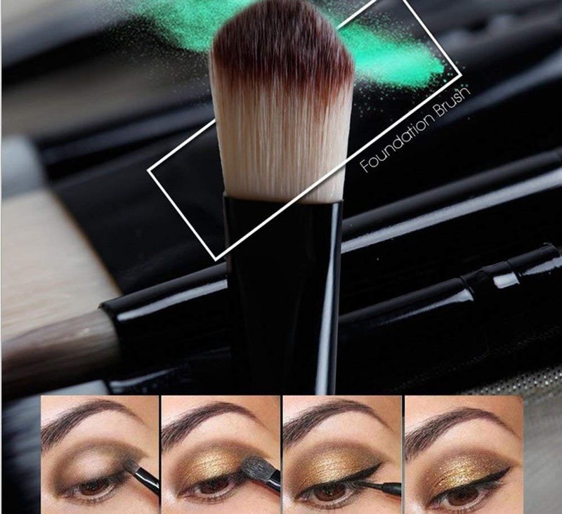 NESA 20 Pieces Makeup Brush Set Professional Face Eye Shadow Eyeliner Foundation Blush Lip Makeup Brushes Powder Liquid Cream Cosmetics Blending Brush Tool Black - Image 4