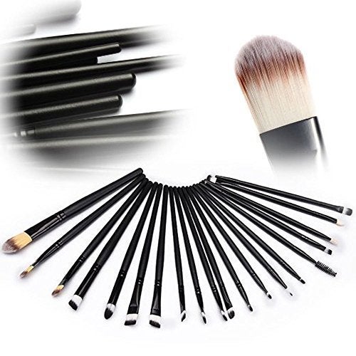 NESA 20 Pieces Makeup Brush Set Professional Face Eye Shadow Eyeliner Foundation Blush Lip Makeup Brushes Powder Liquid Cream Cosmetics Blending Brush Tool Black - Image 3