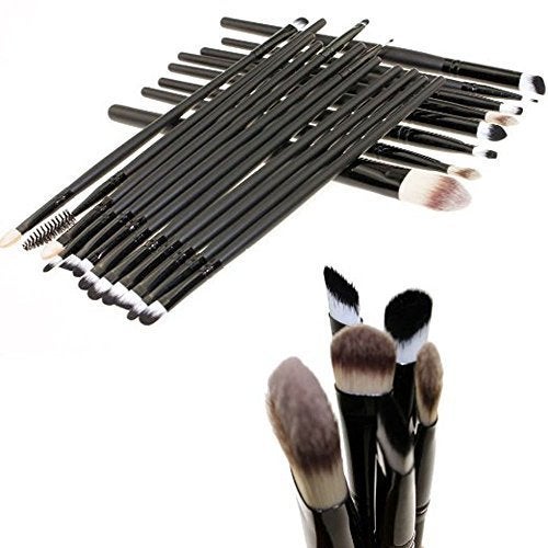 NESA 20 Pieces Makeup Brush Set Professional Face Eye Shadow Eyeliner Foundation Blush Lip Makeup Brushes Powder Liquid Cream Cosmetics Blending Brush Tool Black - Image 2