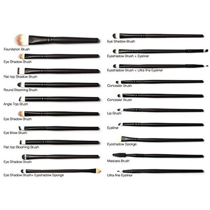 NESA 20 Pieces Makeup Brush Set Professional Face Eye Shadow Eyeliner Foundation Blush Lip Makeup Brushes Powder Liquid Cream Cosmetics Blending Brush Tool Black - Image 5