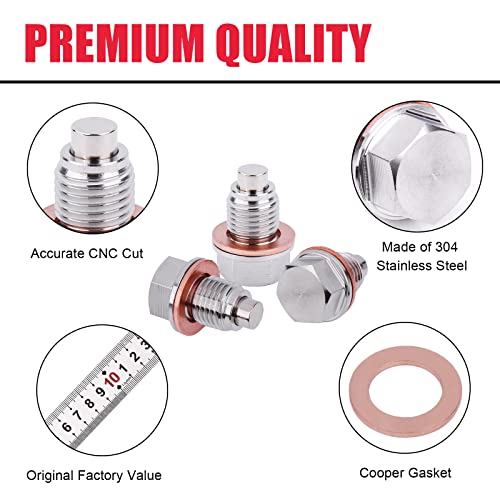 VASTAUTO M14 x 1.5MM Stainless Steel Magnetic Oil Drain Plug with Neodymium Magnet Fits for Honda Acura Ford GM Mazda Hyundai KIA and More Vehicles - Image 2