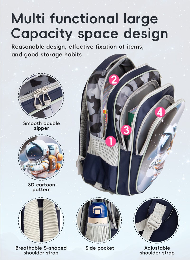 URbazaar Children School Bag Student Backpack with Reflective Strip Design & Padded Adjustable Shoulder Strap Large volume Waterproof Bookbag and for 3-10 Year Boys Girls Elementary Kindergarten(Astronaut)  - Image 3