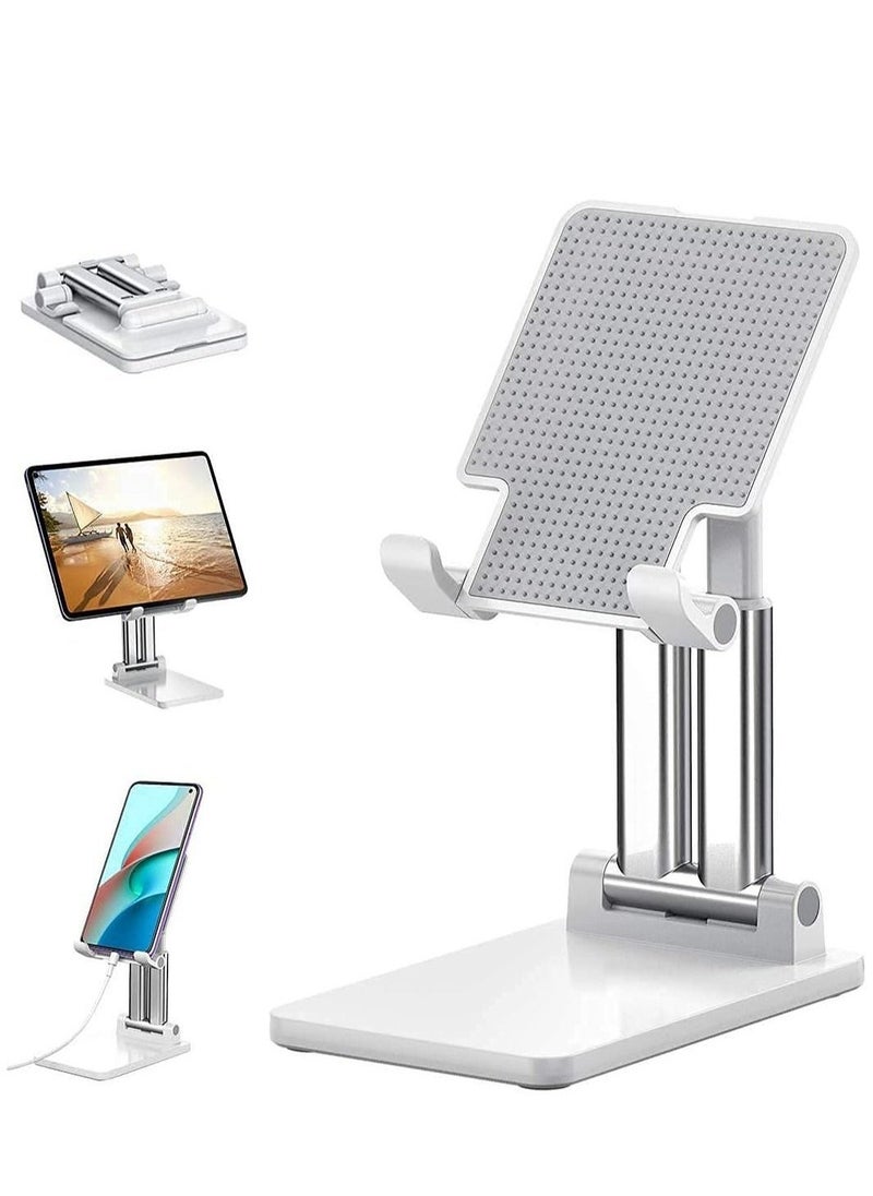 ELTRAZONE Mobile Holder Stand for Table, Mobile Holder, Adjustable & Foldable Mobile Stand, Aluminum Stand Holder for Mobile Phone and Tablets (Up to 9) Inches - White - Image 1