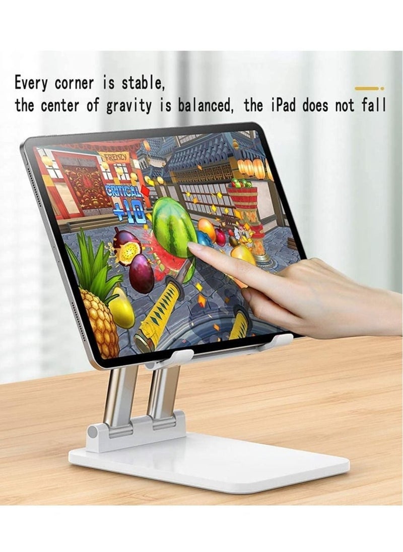 ELTRAZONE Mobile Holder Stand for Table, Mobile Holder, Adjustable & Foldable Mobile Stand, Aluminum Stand Holder for Mobile Phone and Tablets (Up to 9) Inches - White - Image 4