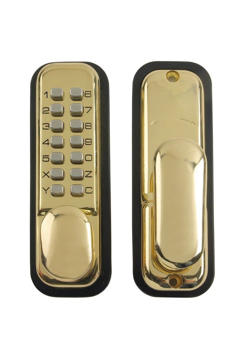 Yale PDL02 Keyless PushButton Door Lock 60mm Backset  Polished Brass, HoldOpen Feature 