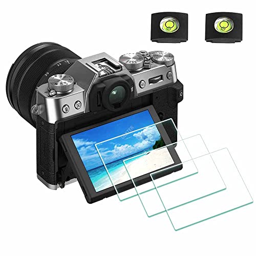 ULBTER Screen Protector for Fujifilm X-T30 II Fuji X-T30II Silver/Black [3+2Pack] with Hot Shoe Cover, Tempered Glass Cover 0.3mm 9H Hardness Anti-Scrach Anti-Bubble - Image 1