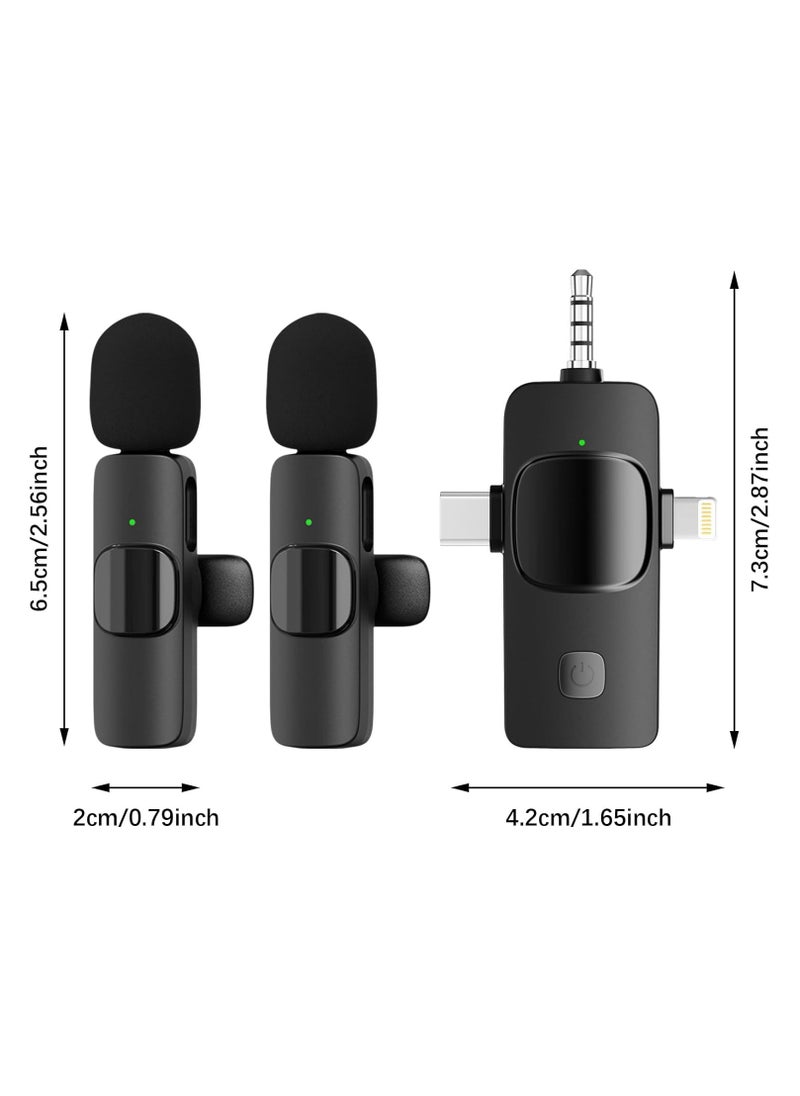 TecV - Wireless Lavalier Microphone 3 in 1 for iPhone iPad iPhone 15 USB C Smartphone Computer Camera, Plug and Play Intelligent Noise Reduction Mini Mic for Vlog YouTube TikTok Live Streaming (Dual MIC) - Image 1
