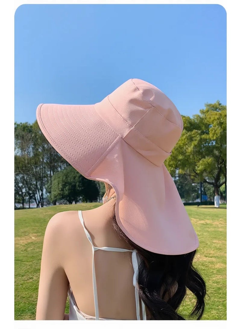 كيفية قبعة شمسية نسائية متعددة الاستخدامات للأنشطة الخارجية - قبعة صيفية واسعة الحواف مع حماية من الأشعة فوق البنفسجية وغطاء للرقبة - Image 3