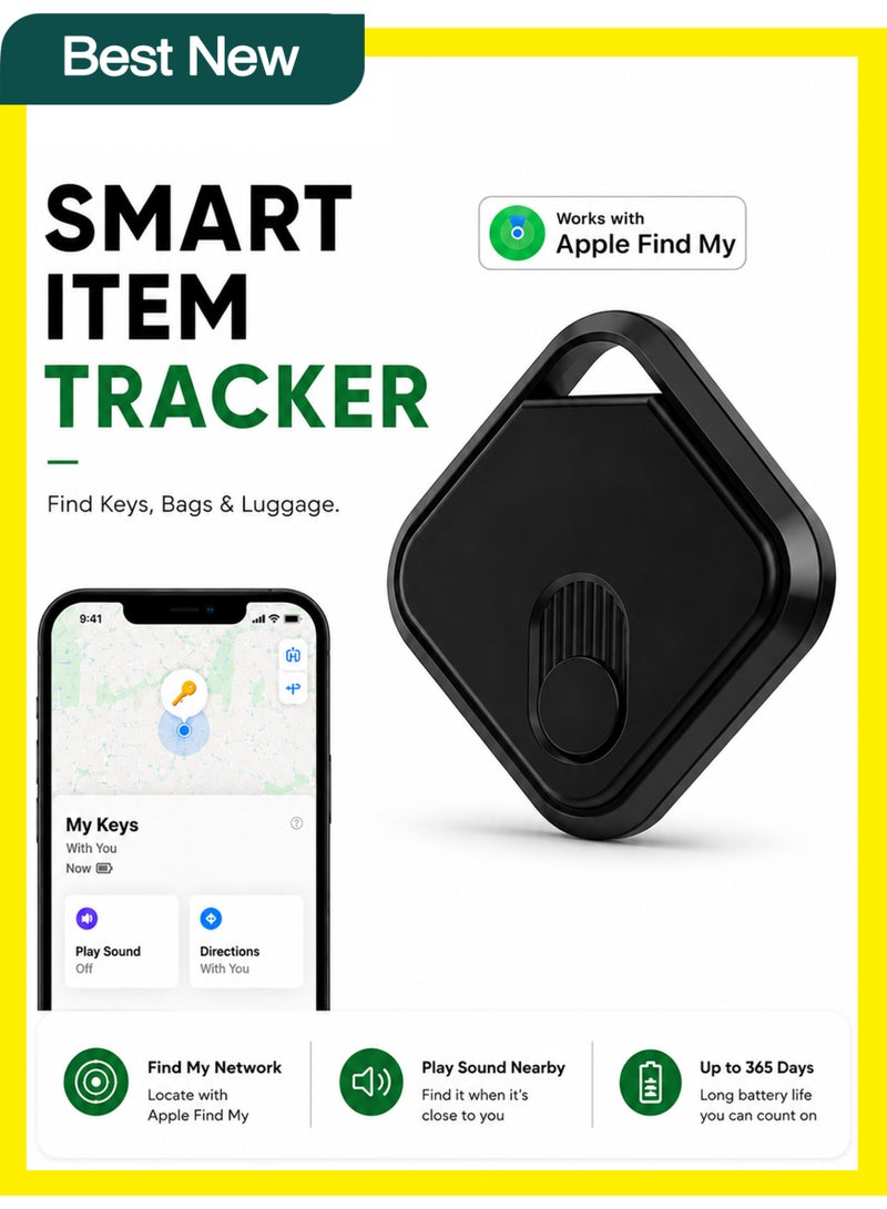 MS MIN Smart Bluetooth Tracker Compatible with Apple Find My, Item Tracker for Keys, Bags & Wallets, Global Tracking via Apple Network, Replaceable Battery - Image 1