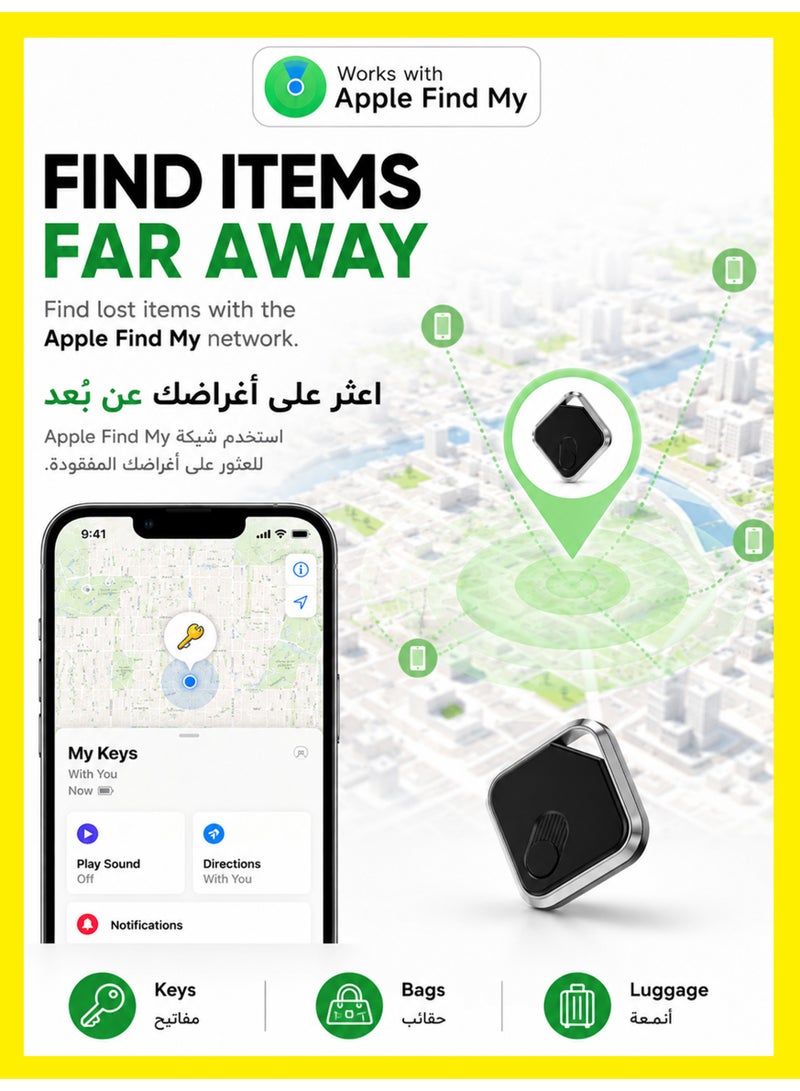 MS MIN Smart Bluetooth Tracker Compatible with Apple Find My, Item Tracker for Keys, Bags & Wallets, Global Tracking via Apple Network, Replaceable Battery - Image 3
