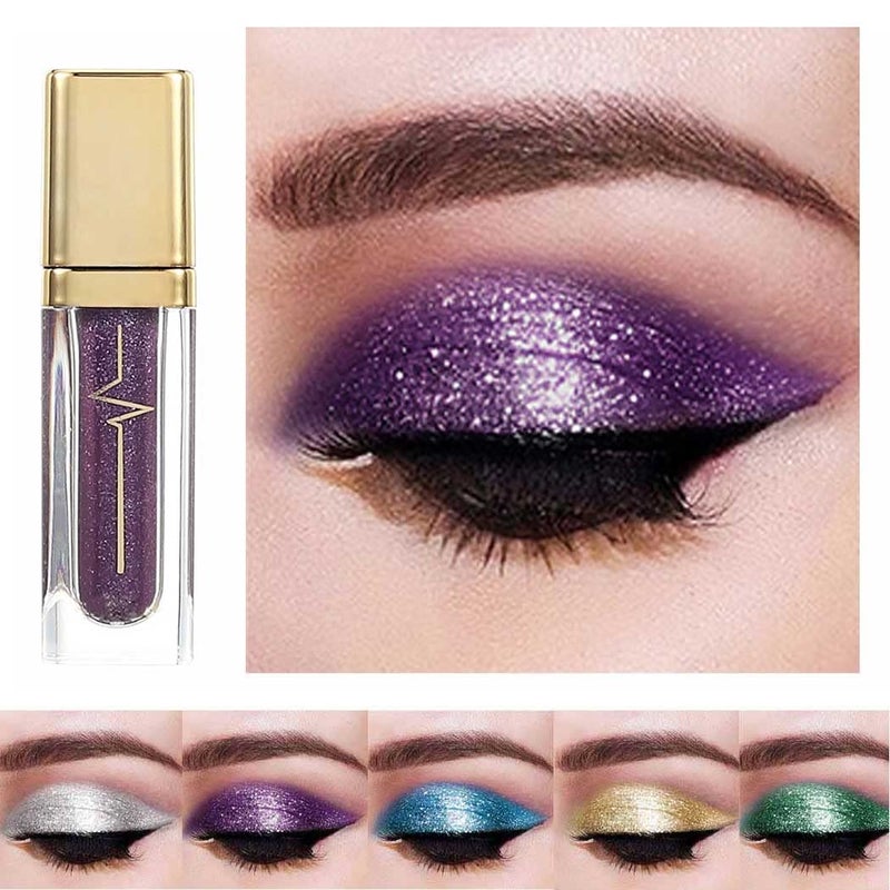 Kilshye Glitter Liquid Eyeshadow Shimmer Eye Shadow Metallic Eyeshadows High Pigment Eyes Shadow Long Lasting Waterproof Eyes Liquid Makeup for Women and Girls Pack of 1 (A- Purple 4) - Image 1