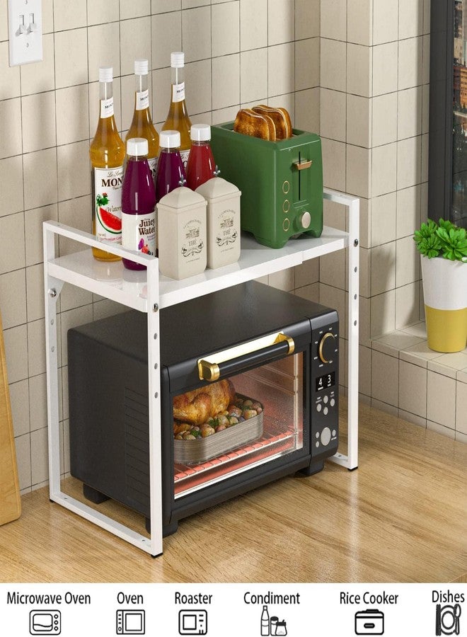 OGFC 35503 Classic 2 Tier Expandable Microwave Oven Rack, Height Adjustable Heavy Duty Microwave Toaster Countertop Stand Metal Shelf Rack, White - Image 4