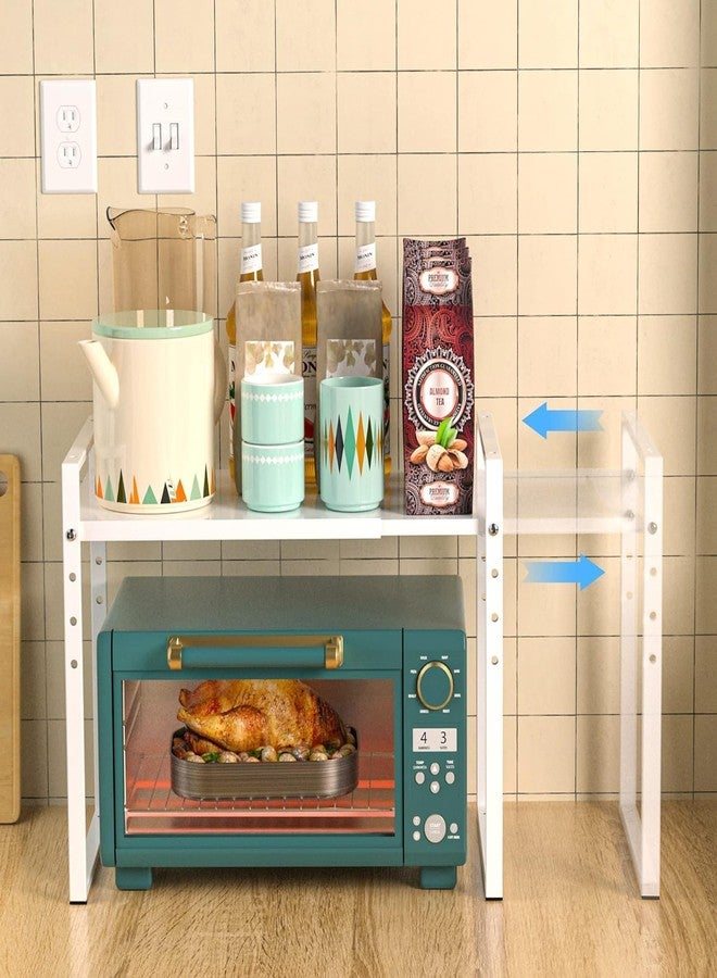 OGFC 35503 Classic 2 Tier Expandable Microwave Oven Rack, Height Adjustable Heavy Duty Microwave Toaster Countertop Stand Metal Shelf Rack, White - Image 2